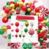 Red balloon, golden gift box, decorations, layout