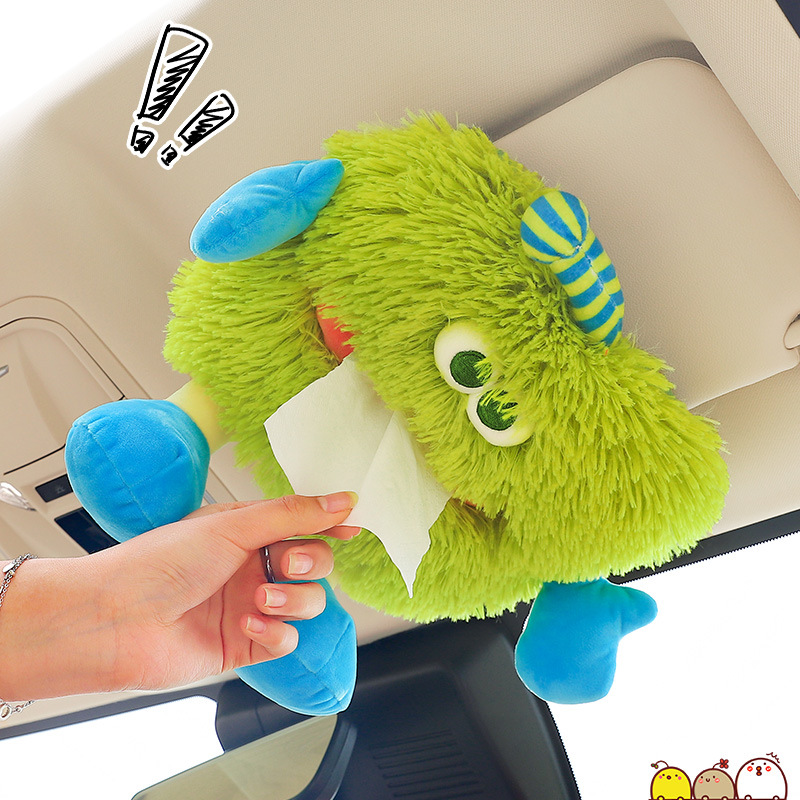 Car-Mounted Plush Tissue Box, Car Seat Back Tissue Box, Cute Forest Series Interior Decoration, Cute 3D Tissue Cover