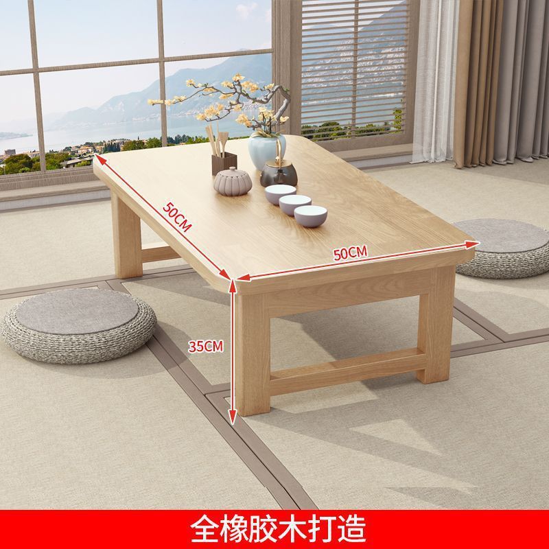 折叠桌橡胶木炕桌家用实木榻榻米小茶几飘窗桌床上学习桌电脑矮桌|undefined
