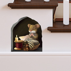 Creative cartoon cute mouse self-adhesive wall sticker, bedroom living room corner stair home decoration wall sticker decal