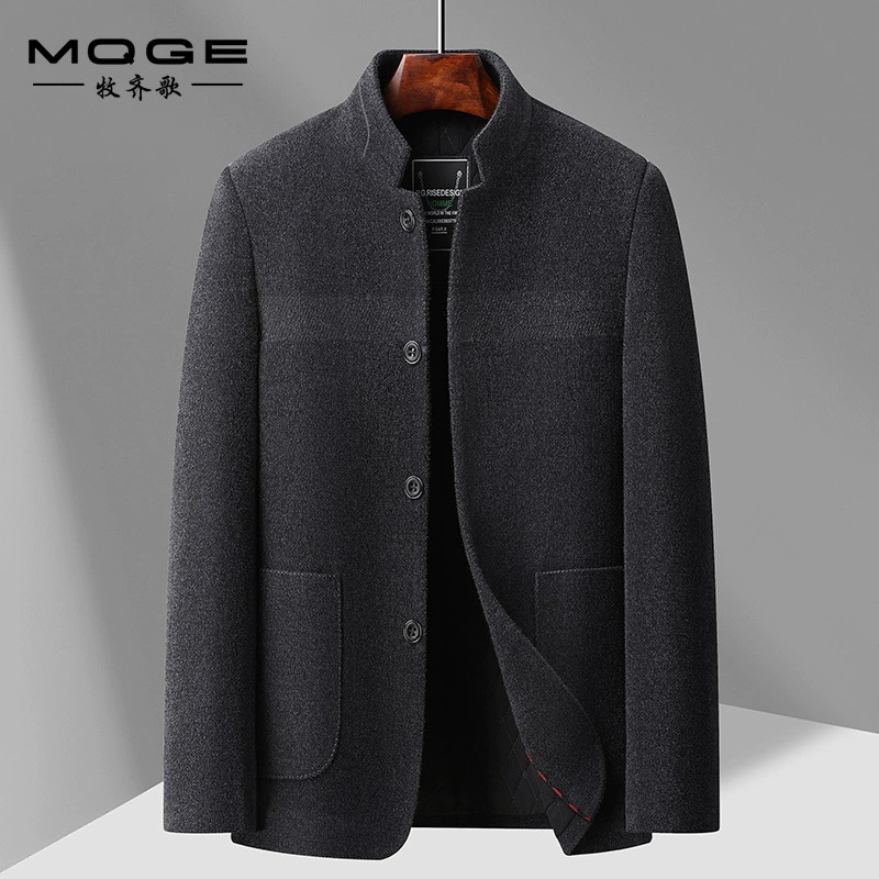 Мужская куртка 2024 осень-зима новая средняя длинная шуба с воротником