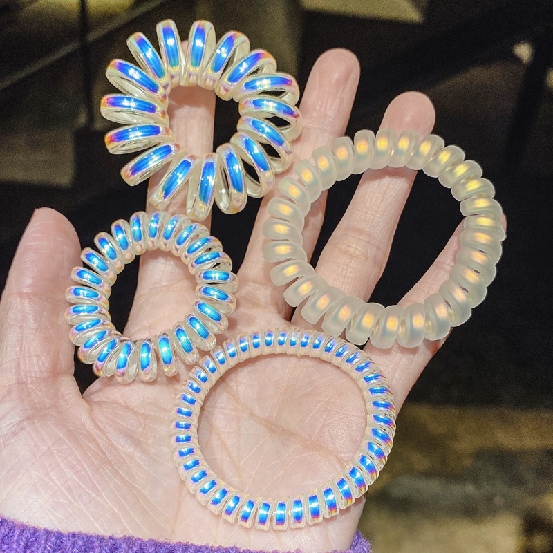 Mermaid Ji laser frosted telephone line Hair ring net red ball hair rope women's bracelet dual-purpose small rubber band wholesale Mermaid Ji laser frosted telephone line Hair ring net red ball hair rope women's bracelet dual-purpose small rubber band wholesale