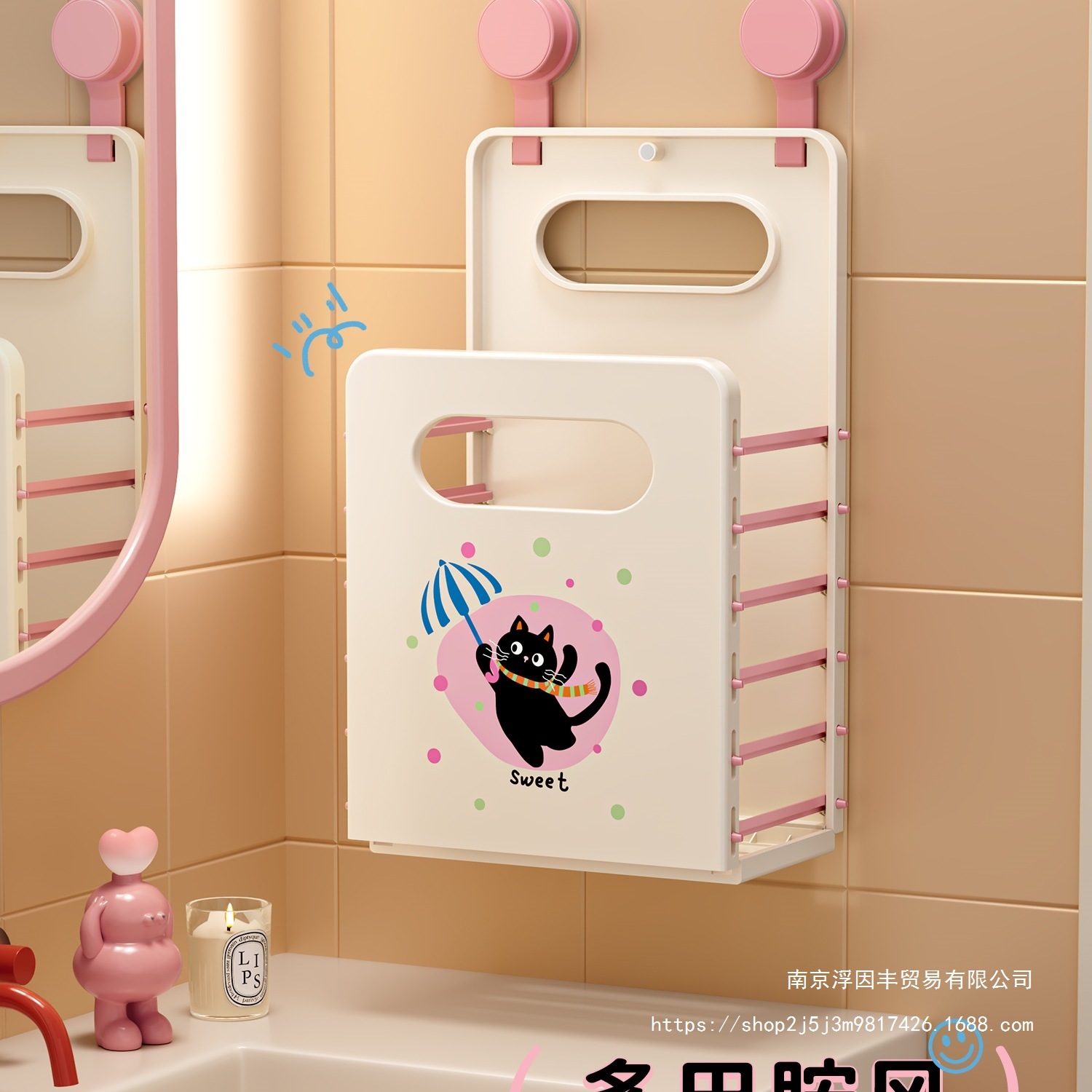 Dirty Clothes Basket, Household High-Looking Wall-Mounted Foldableable Dirty Clothes Basket, Laundry Basket, Bathroom Clothes Storage Basket