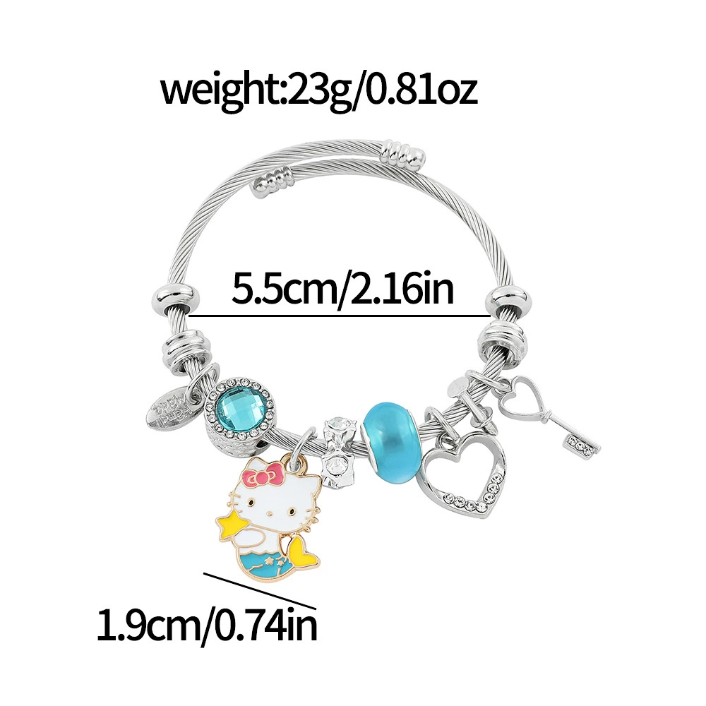Bracelet (Hello Kitty) Beaded DIY Charm Bracelet, Sanrio Cartoon Motif, 28 g
