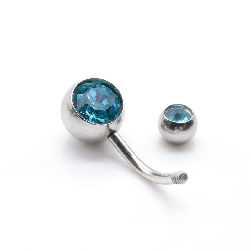 クロスボーダー臍飾り平頭粘ドリルステンレス臍環人体穿刺アクセサリーカラー水ドリルは臍釘をはめ込みます。