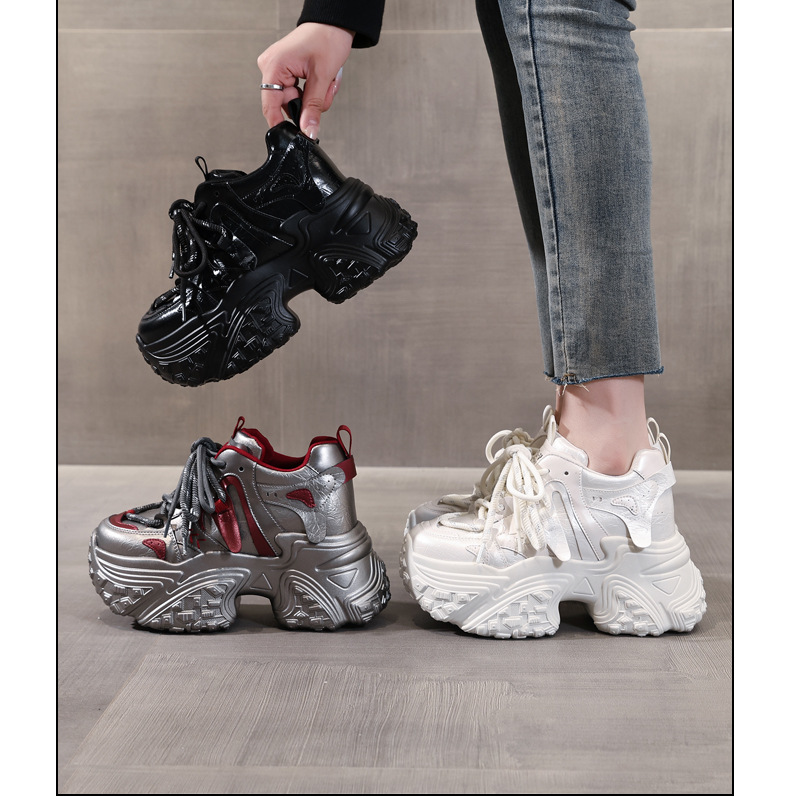 Giày sneaker nữ đế dày độn cao bên trong, phong cách thể thao thường ngày — Màu be chi tiết 20