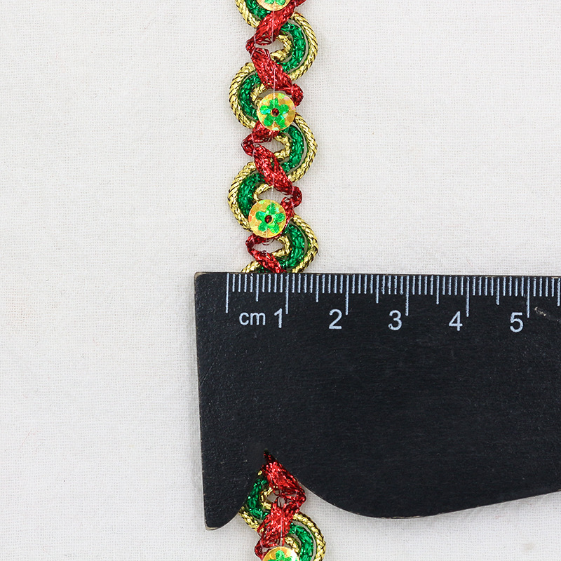 Cinta ondulada en forma de S de alambre de oro y plata de 1,5 cm, lentejuelas de ciruela láser, decoración de linterna de encaje, accesorios de ropa de escenario