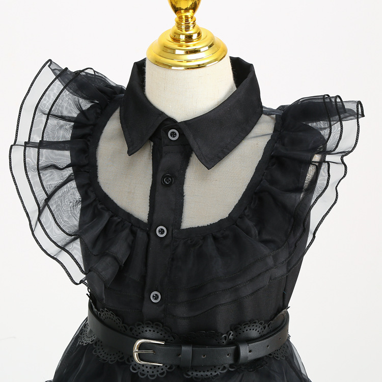 Adams cos traje de baile vestido de Halloween Miércoles Adams vestido negro Cosplay traje