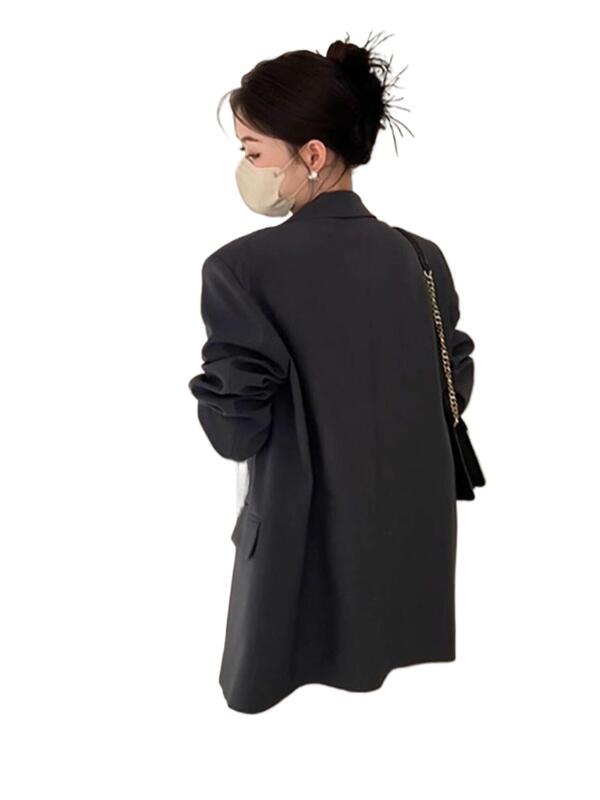 小个子西装外套女炸街黑色职业2025早秋季新款韩系设计感百搭西服|undefined