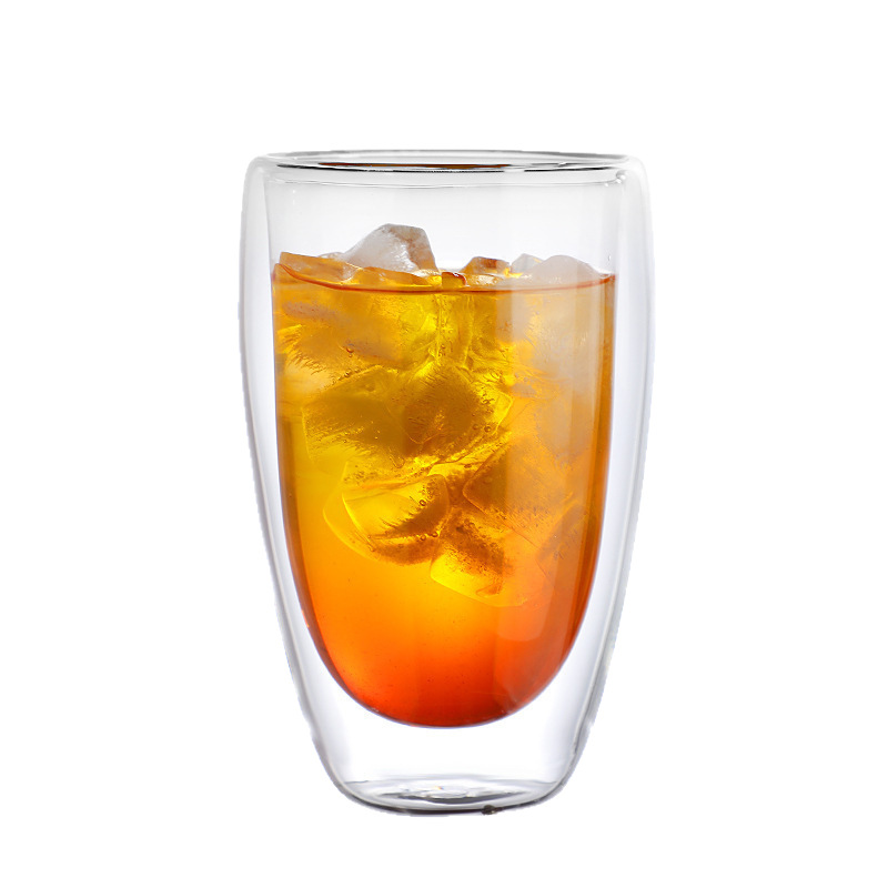 Taza de doble capa en forma de huevo simple y transparente para el hogar, taza de té de flores de café con leche transparente, taza de vidrio de borosilicato