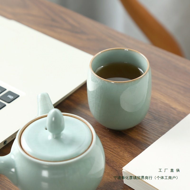 景德镇陶瓷小茶杯水杯青瓷六色杯哥窑开片茶具功夫茶杯汝窑主人杯|undefined