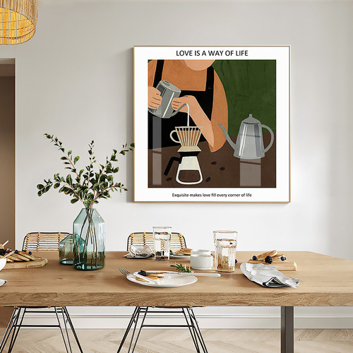Vintage Artistic Cafe Decorative Painting Nordic Modern Niche Restaurant Background Combination Wall Art Ins Fresh Style Hanging Picture