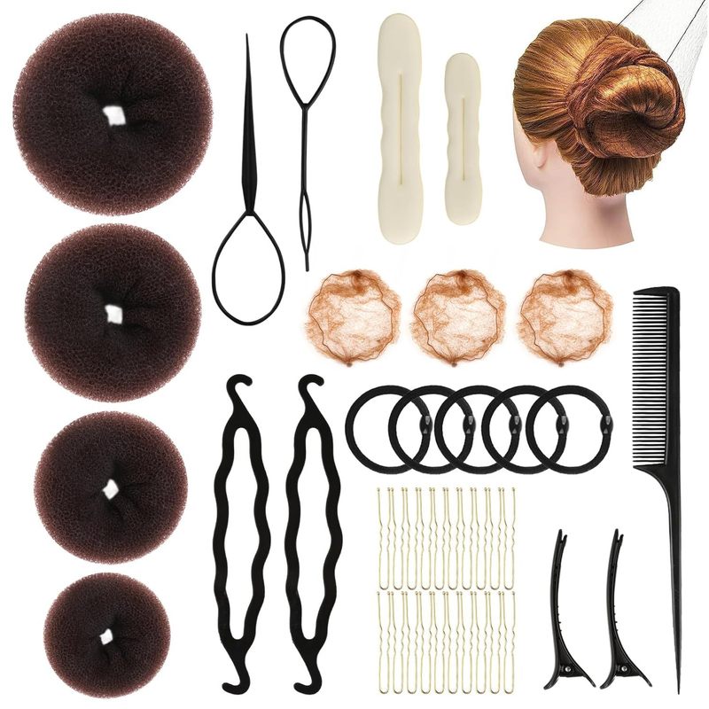 ヘア用品のヘアアイロンセットの髪の針の団子の頭のつぼみの髪の形の理髪道具|undefined
