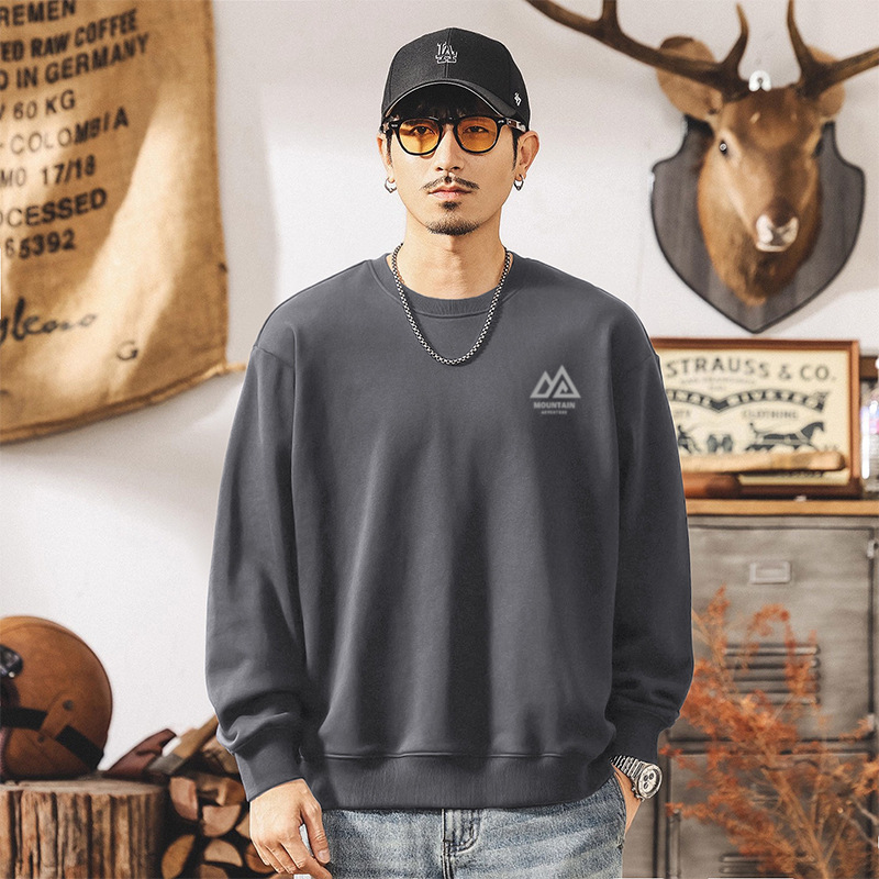 American High Street nicho marca de moda camiseta de cuello redondo hombre primavera y otoño ins de diseño suelto vino rojo chaqueta