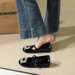 839-K90 French style exquisite rhinestone square buckle fashionable round head shallow mouth straight buckle with inner 