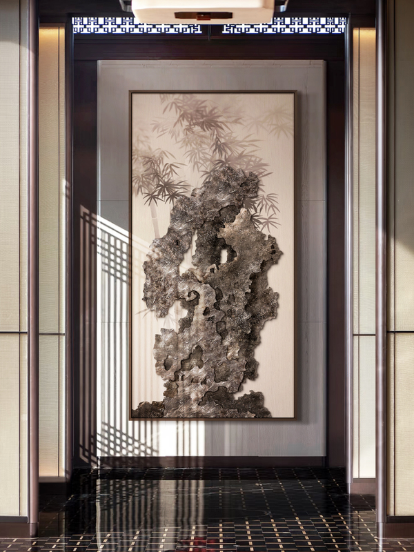 New Chinese-Style Hotel Villa Taihu Stone and Wood Carving Restaurant Background Wall Hanging Painting, Hotel Corridor High-End Hanging Painting New Chinese-Style Hotel Villa Taihu Stone and Wood Carving Restaurant Background Wall Hanging Painting, Hotel Corridor High-End Hanging Painting