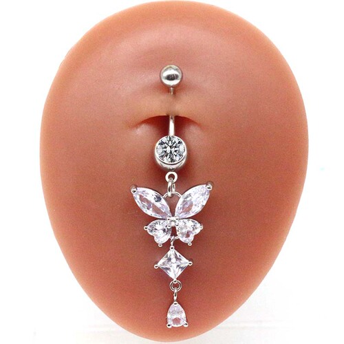 Gaibei European and American cross-border butterfly navel ring, navel nail navel ornament, zircon navel ring, body piercing jewelry manufacturer