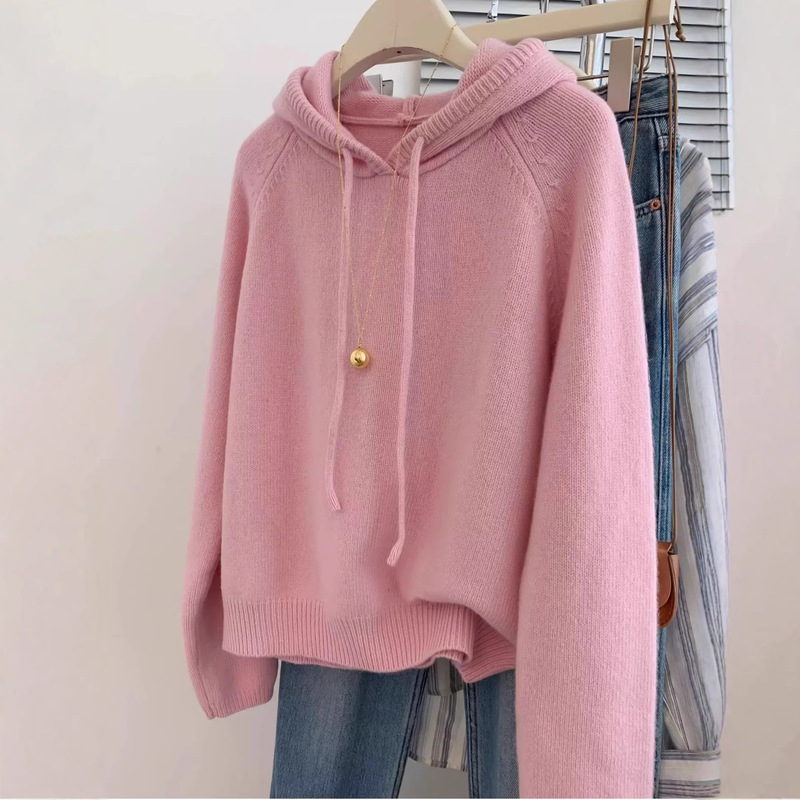 Fleece-Like Knitted Hoodie for Women, 100% Australian Wool Sweater, Thickened Casual Sweater, Coat down Jacket Base Layer Essential Fleece-Like Knitted Hoodie for Women, 100% Australian Wool Sweater, Thickened Casual Sweater, Coat down Jacket Base Layer Essential