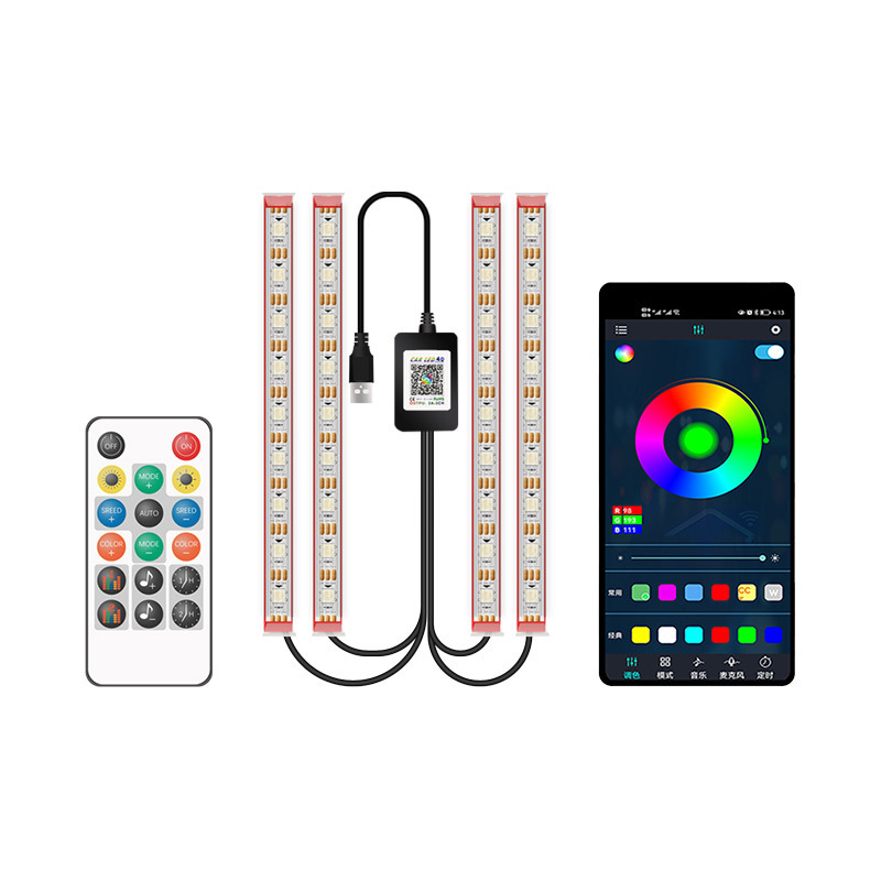 Luz de atmósfera de color fantasma de automóvil APP Bluetooth control remoto inalámbrico doble luz de atmósfera de control