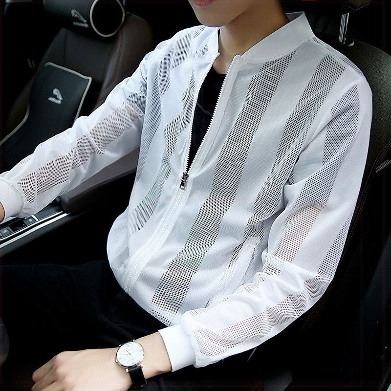 Ropa de protección solar personalizada, chaqueta para hombre, ropa de protección solar de verano, ropa de piel hermosa para hombre hueca transpirable ultrafina, estilo fino nuevo