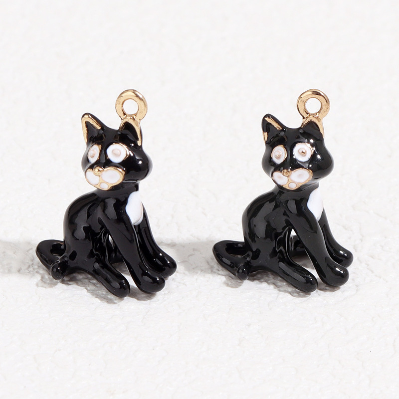 合金オイルドリップ立体シミュレーション漫画かわいい黒猫ペンダント DIY 手作りジュエリーペンダントアクセサリー|undefined