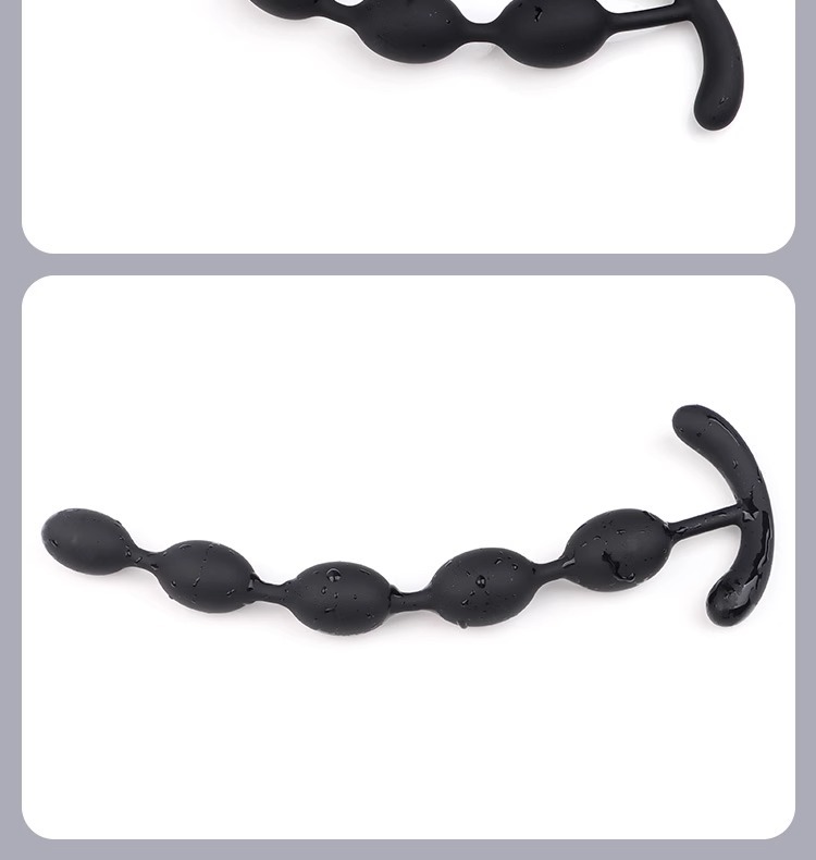 Silicone Anal Bead Toy, Wearable Design for Adults, Black YN-906 — detail image 18