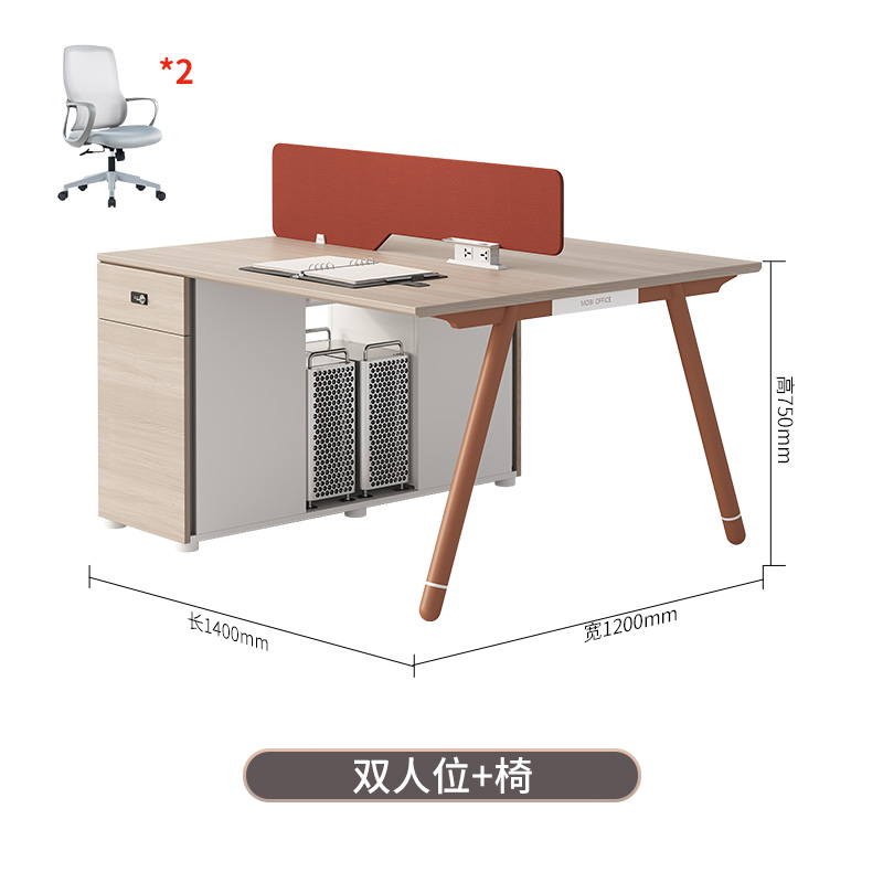 Mesa de oficina del empleado, asiento de tarjeta doble para cuatro o seis personas, combinación simple de mesa y silla de oficina moderna