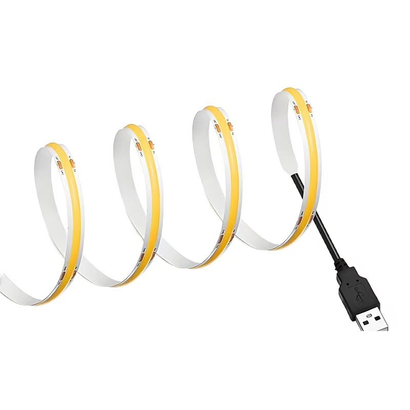 COB 5V LED Strip Light Ultra-Narrow Low Voltage Waterproof USB Self-Adhesive High CRI Flicker-Free TV Ambient Light