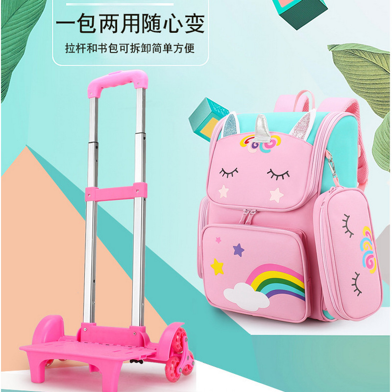 Estudiante de la escuela primaria mochila niños y niñas grado 1-3-6 dibujos animados lindo columna protección impermeable mochila niños mochila