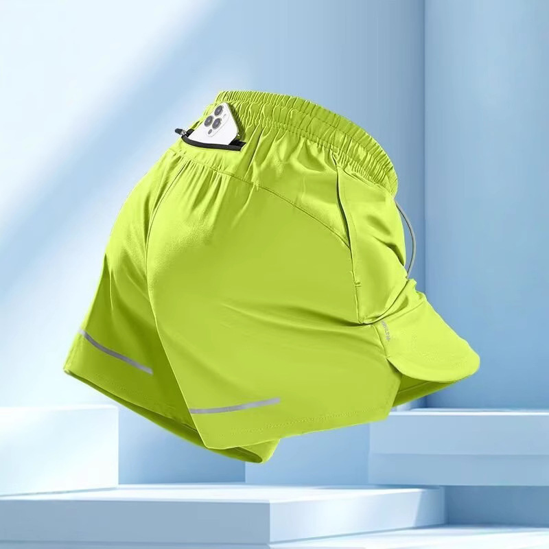 Summer Running Shorts Men's Two-In-One Quick-Drying Pants to Reduce Friction Marathon Track and Field Training Fitness Three-Point Pants