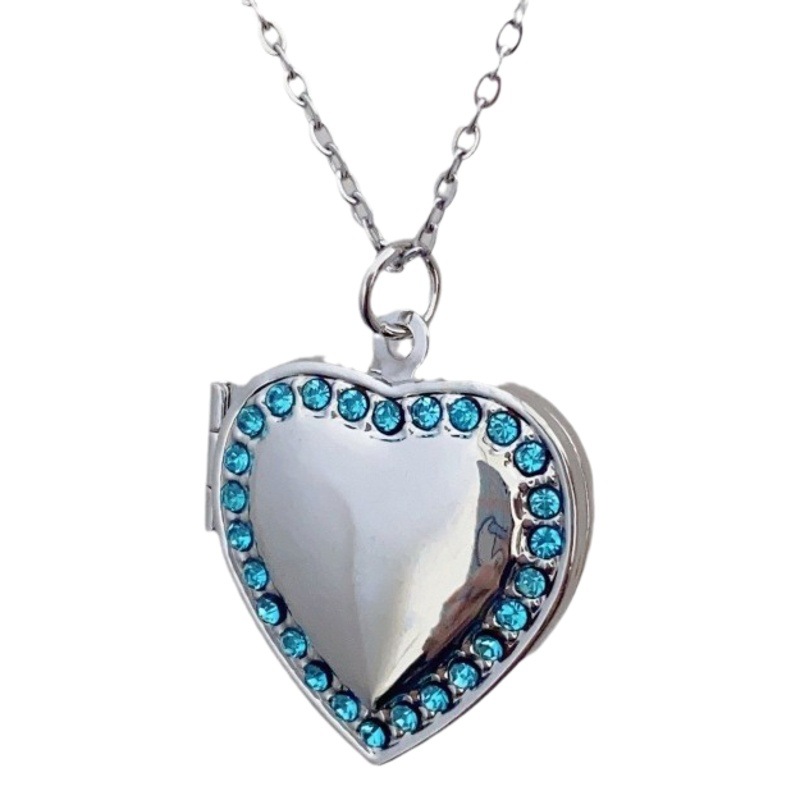 Comercio exterior transfronterizo multi-color de cristal en forma de corazón DIY CAJA DE FOTOS flotante medallón colgante abierto collar de acero de titanio