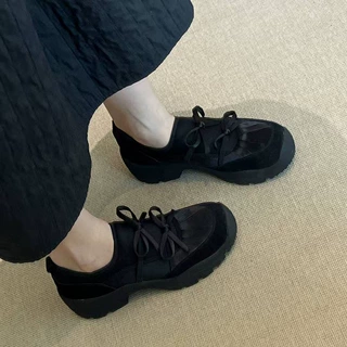 芭蕾风蝴蝶结休闲百搭设计圆头增高厚底运动女休闲一脚蹬懒人单鞋