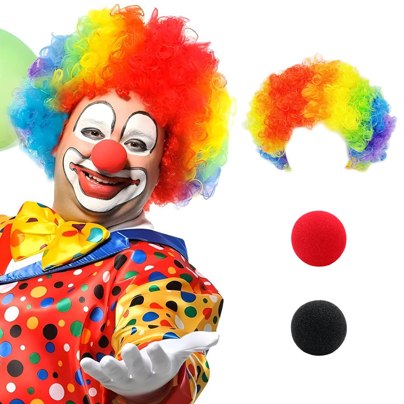 Cross Border Clown Accessories Funny Red Nose Wig Halloween cosplay Stage Party Dress Up Props