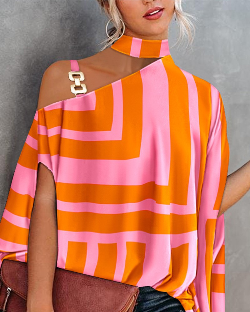 Spring, Autumn Season Wholesale Women'S Fashion Printing Short Sleeve Patchwork Blouses