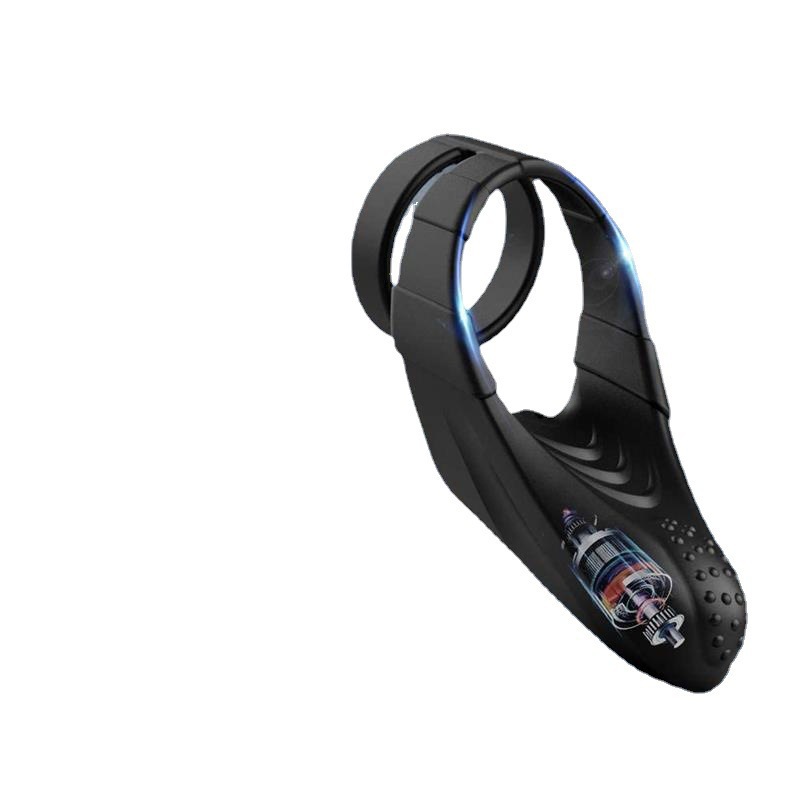 Black Feather Vibrating Dual Cock Ring, Multi-Frequency Electric Sensitivity Training Ring — detail image 8