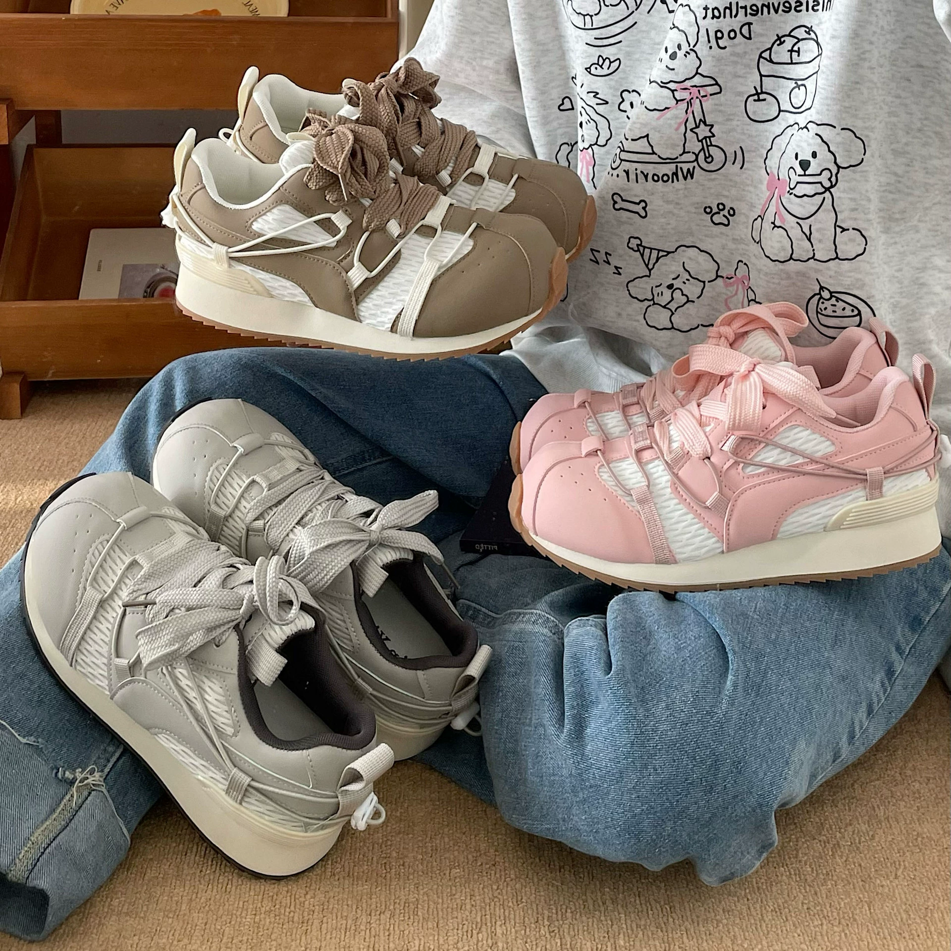 Waff Agann обувь женская 2025 новая весна и осень легкая нескользящая спортивная обувь повседневная мягкая подошва для бега