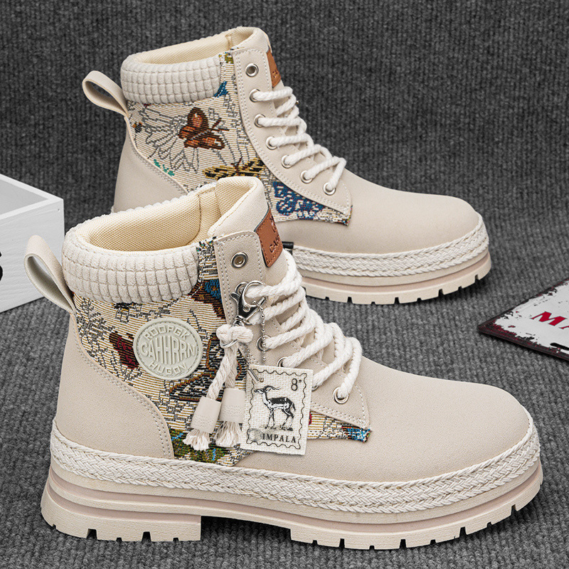 Zapatos de hombre de alto impacto, botas de invierno y otoño, botas de Martin, botas de locomotora de suela gruesa, botas de moda, estudiantes de nuevas botas deportivas para hombres