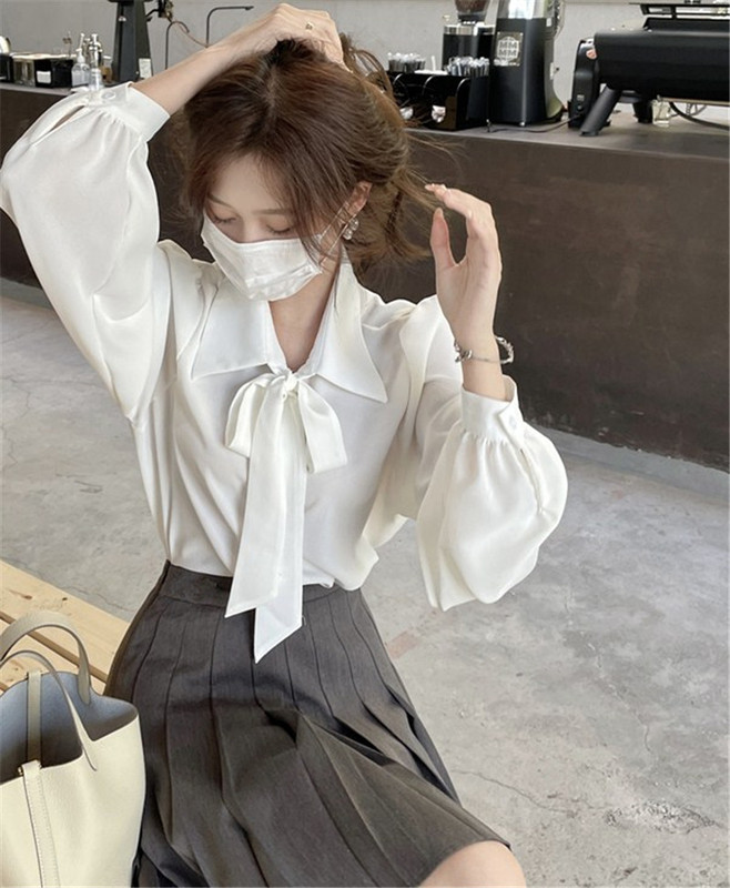 法式蝴蝶结衬衫女设计感小众2025新款秋冬别致高级感内搭长袖上衣|undefined