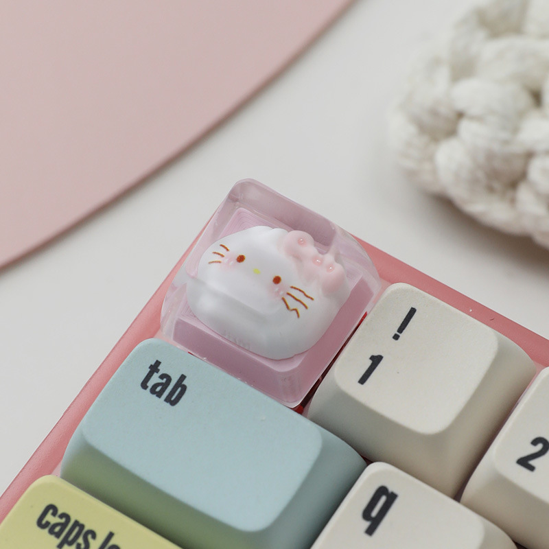 スポットパーソナライズ樹脂接着剤半透明かわいい猫キーキャップクロス軸メカニカルキーボードキーキャップシングル高さ|undefined
