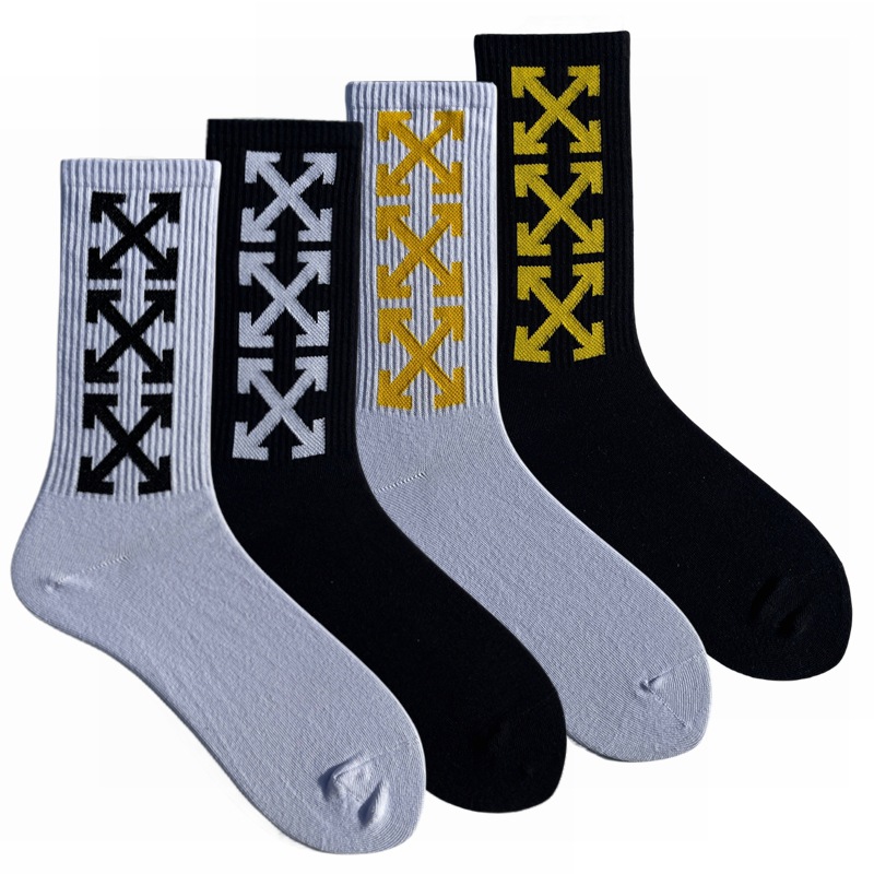 Socks men's and women's mid-calf length socks European and American street ins fashionable striped sports personality hip hop skateboard college style cotton socks