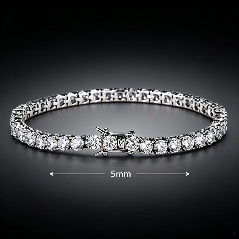 Best-selling in Europe and America, 5mm single-row zircon tennis bracelet, gold and silver full-diamond bracelet, light luxury women's jewelry for banquets Best-selling in Europe and America, 5mm single-row zircon tennis bracelet, gold and silver full-diamond bracelet, light luxury women's jewelry for banquets