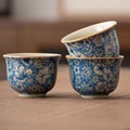 汝窑繁花茶杯家用陶瓷品茗杯个人专用茶碗茶具主人杯青花单杯茶盏