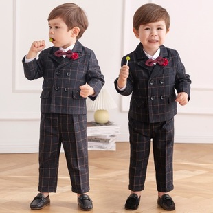 Boys' suit suit new autumn and winter flower girl wedding dress performance clothing for children and children British performance clothing for babies one year old