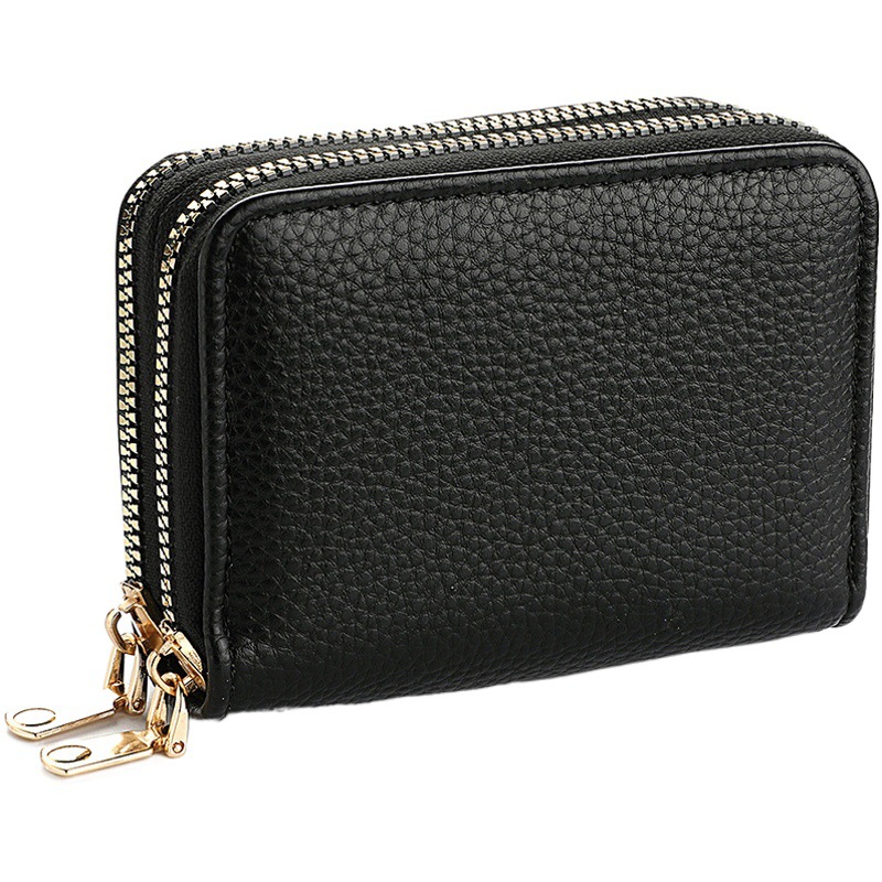 Multifunctional Card Holder Wholesale 2024 New Organ Card Holder Double Zipper Women's Wallet Large Capacity Pu Card Holder
