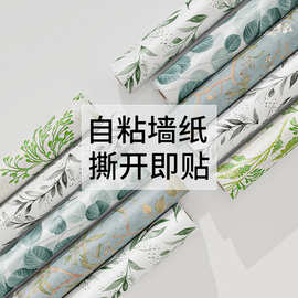跨境墙纸自粘防潮防霉PVC壁纸家用背胶壁纸ins风自粘wallpaper