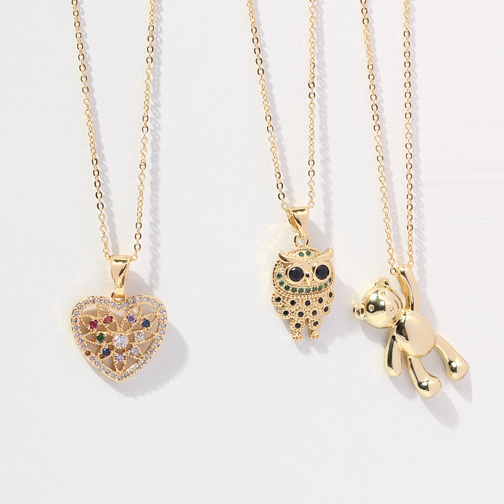 style fashion personality bear love pendant necklace simple trend singlelayer necklace jewelrypicture6
