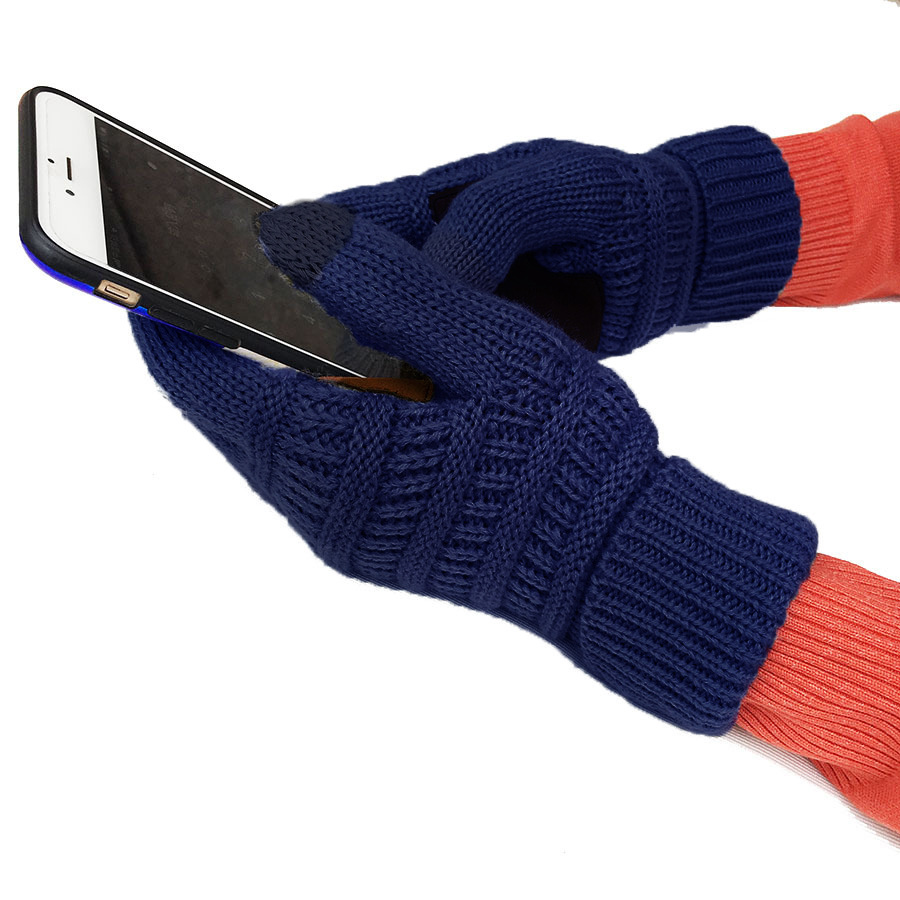 触屏手套针织冬季保暖防滑触摸屏加长款手套 兔毛绒提花手套