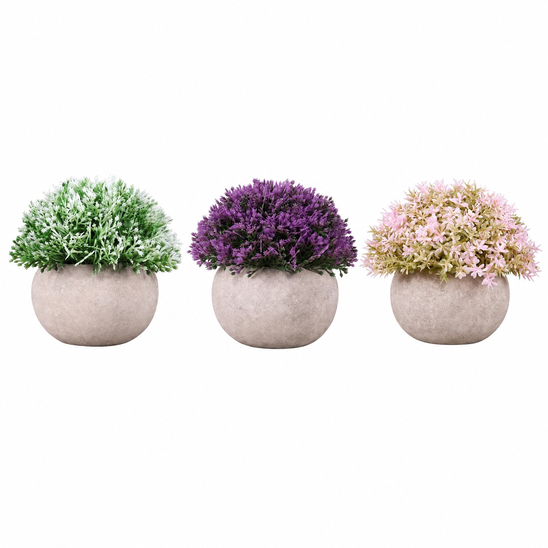 Juego de 3 piezas de plantas artificiales en maceta de pulpa verde, set de bonsáis artificiales superventas transfronterizo, decoraciones vintage para el hogar. image 6