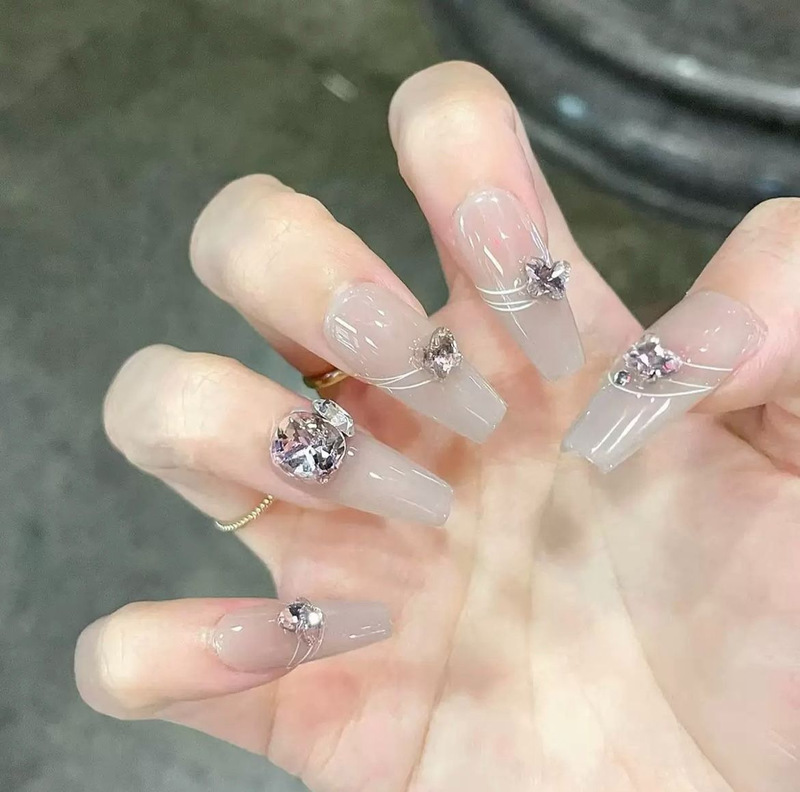 Cool Temperament Nail Wearing Pink Diamond Butterfly Fake Nail Pure Desire Advanced Nail Pieces Wearing Nail Stickers Long