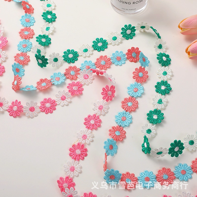 Nuevo punto bordado encaje soluble en agua DIY de dos colores pequeño encaje ropa infantil encaje ropa accesorios encaje